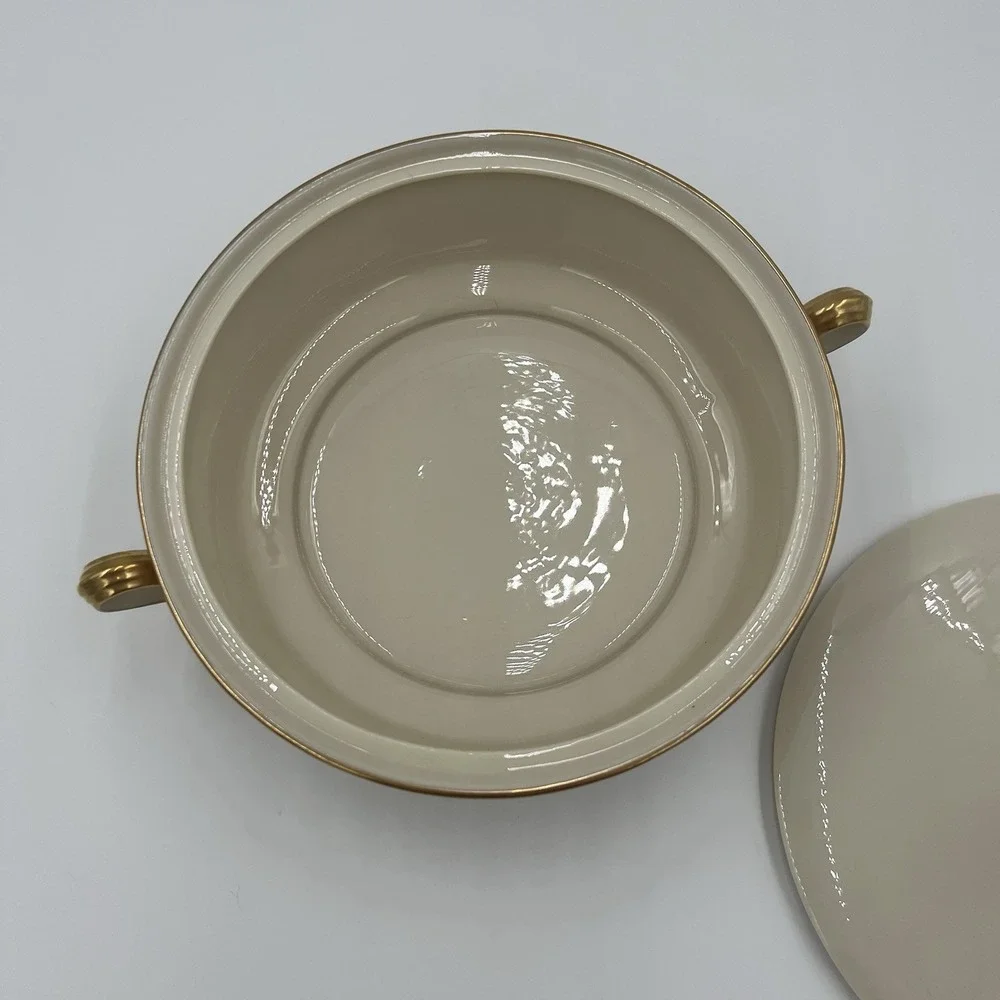 Lenox Serving Tureen with Lid Gold Trim Floral‎ Pattern Porcelain Dish